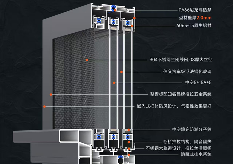 仰望A7隱框斷橋推拉窗